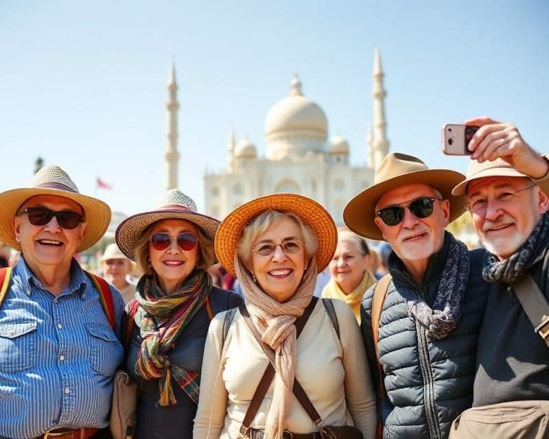 Senior group travelers