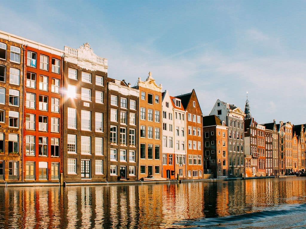 Historic houses along the canal, Amsterdam, Netherlands
